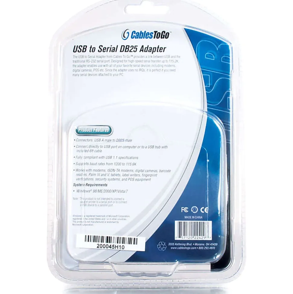 C2G 6ft USB to DB25 Serial RS232 Adapter Cable - Serial/USB - 22429