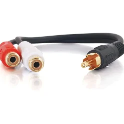 C2G 6in Value Series One RCA Mono Male to Two RCA Stereo Female Y-Cable - RCA Male - RCA Female - 6" - Black