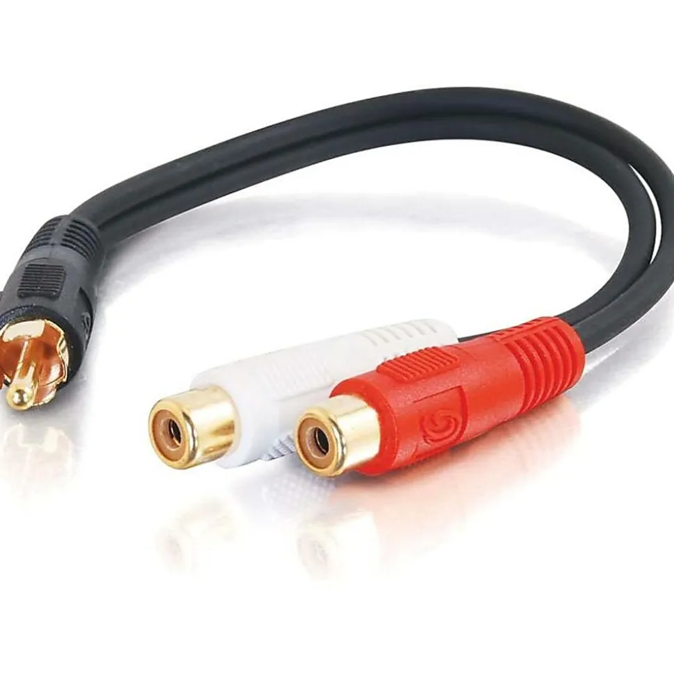 C2G 6in Value Series One RCA Mono Male to Two RCA Stereo Female Y-Cable - RCA Male - RCA Female - 6" - Black