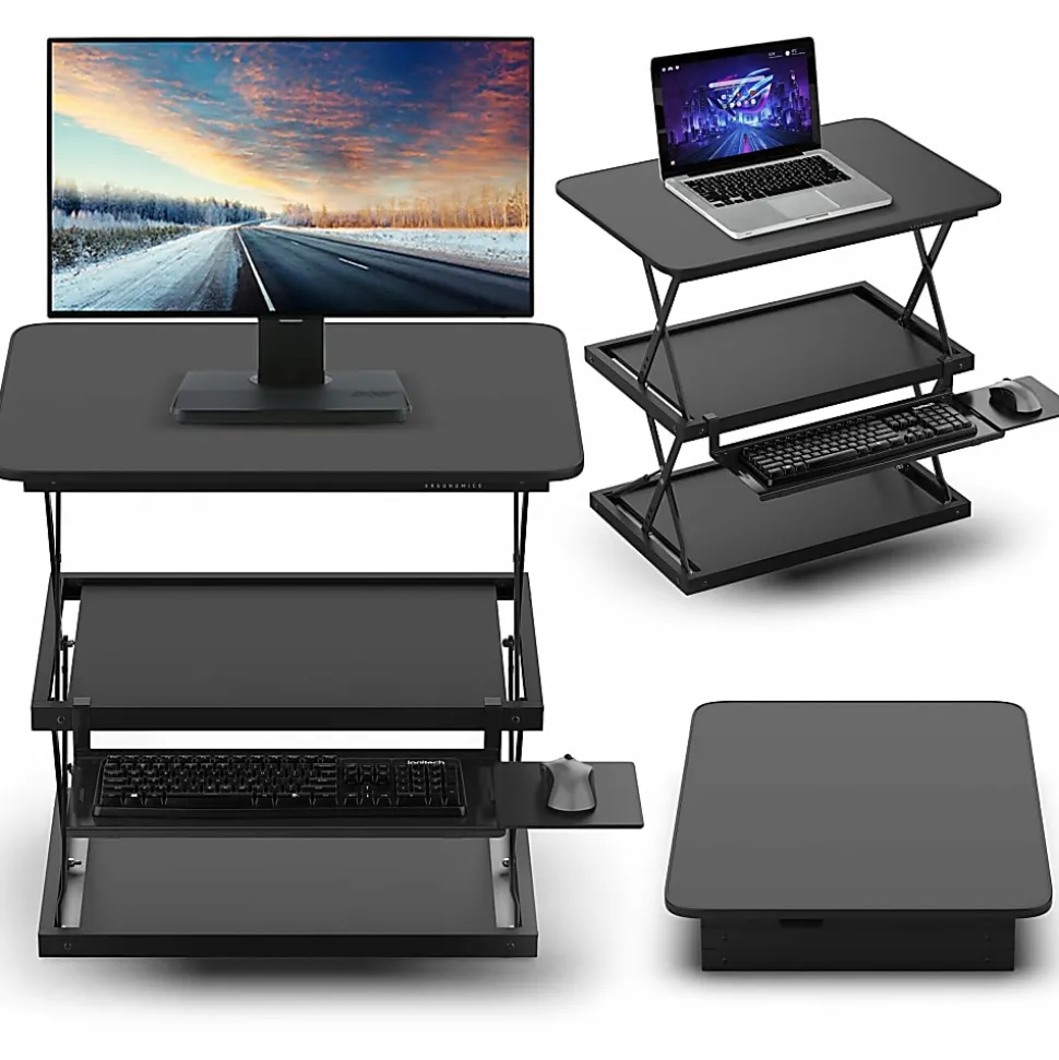 Changedesk Tall Compact Standing Desk Converter Riser For Laptops And Single Monitors, Black