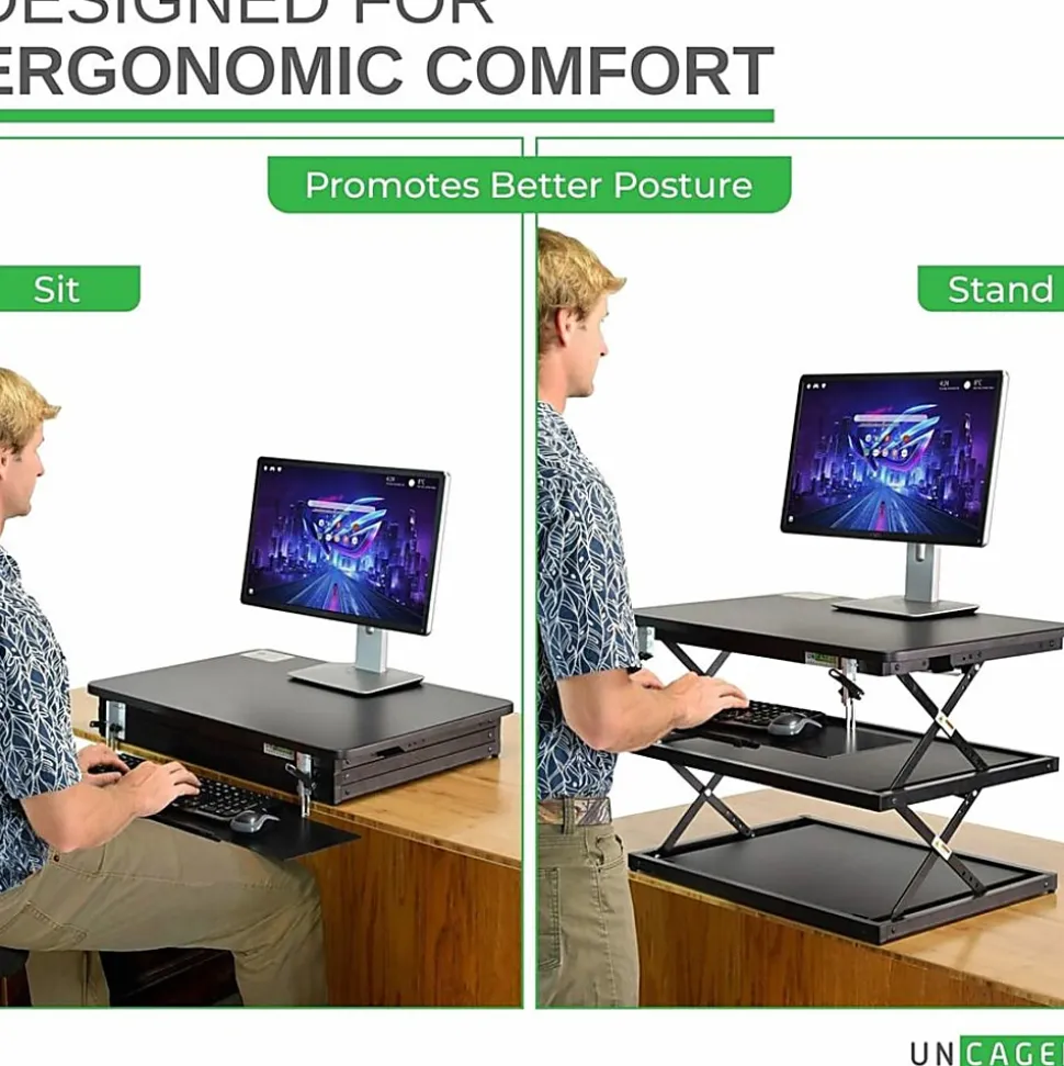Changedesk Tall Compact Standing Desk Converter Riser For Laptops And Single Monitors, Black