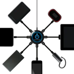 ChargeHub X7 7-Port USB Charger, Round, Black, CRGRD-X7-001