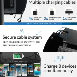 ChargeTech S9 Freestanding Phone Charging Station, Black, CT-300024