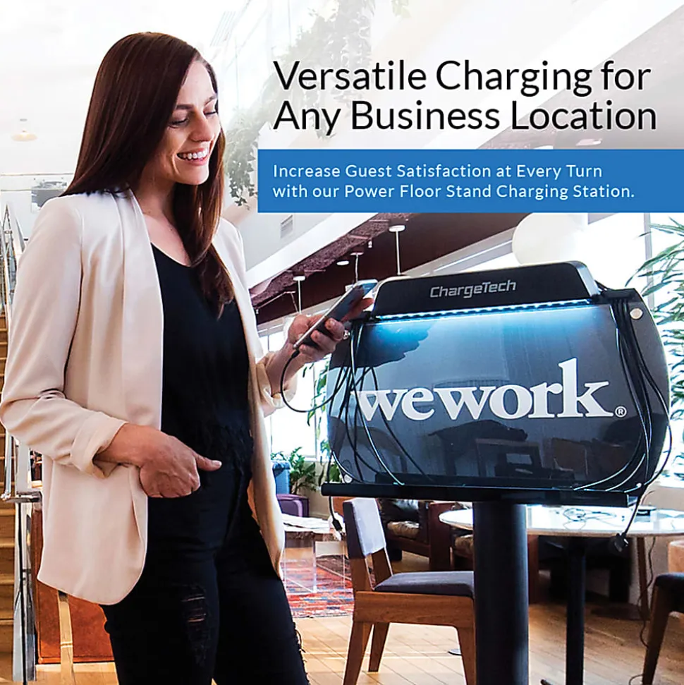 ChargeTech S9 Freestanding Phone Charging Station, Black, CT-300024