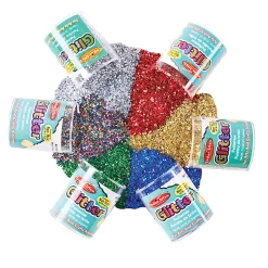 Charles Leonard Creative Arts Glitter Sets, Assorted Colors, 0.75 Oz, 6 Containers Per Pack, Set Of 3 Packs