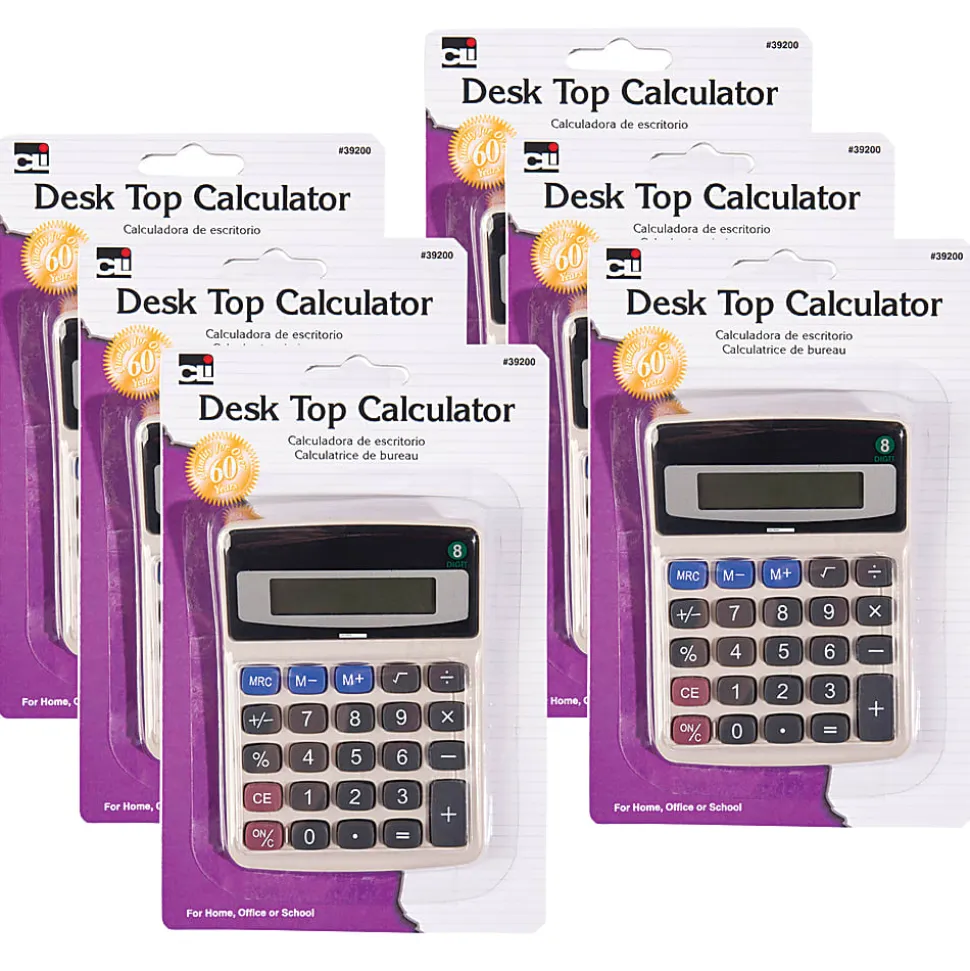 Charles Leonard Desktop Calculators, CHL39200-6, Pack Of 6 Calculators