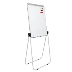 Charles Leonard Double Sided Magnetic Whiteboard Easel, 45”H x 32”W x 3-1/4”D, White, Silver Metal Frame