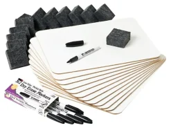 Charles Leonard Dry Erase Lapboard Class Pack, Plain 1-Sided Boards, Markers & Erasers, Pack Of 12