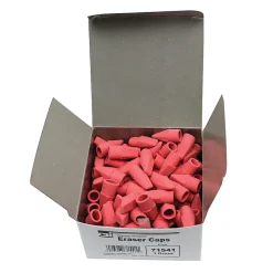 Charles Leonard Economy Wedge-Shaped Eraser Caps, Pink, 144 Erasers Per Box, Pack Of 6 Boxes