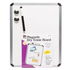 Charles Leonard Framed Magnetic Dry-Erase Boards With Markers & Magnets, 11" x 14", Silver Frame, Pack Of 3