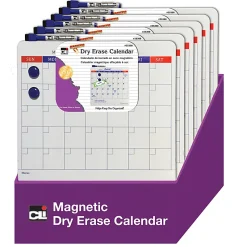 Charles Leonard Magnetic Dry-Erase Calendars, 14" x 14", Pack Of 6 Calendars