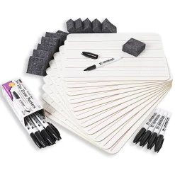 Charles Leonard Magnetic 2-Sided Dry-Erase Lap Boards With Markers And Erasers, 9" x 12", White, Pack Of 12 Boards