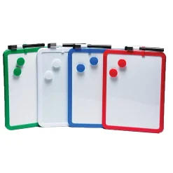Charles Leonard Magnetic Unframed Dry-Erase Whiteboards, 8 1/2" x 11", Assorted Colors, Pack Of 4
