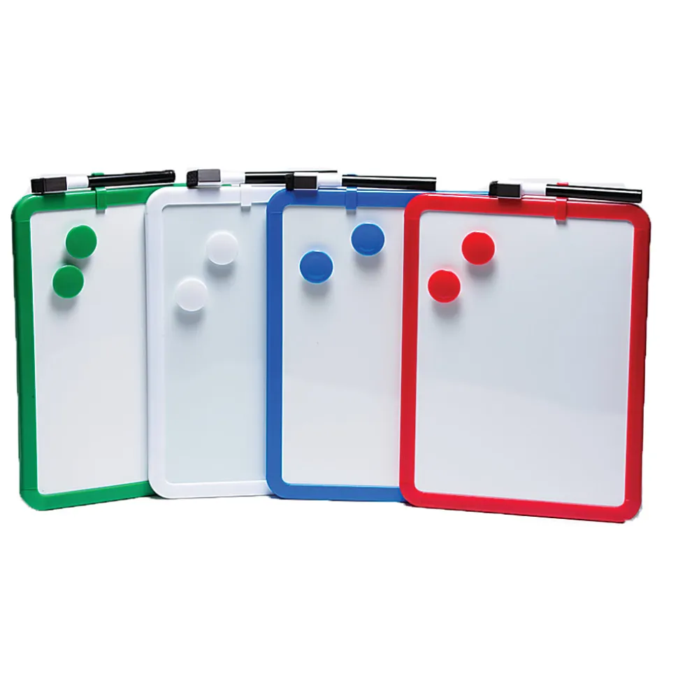 Charles Leonard Magnetic Unframed Dry-Erase Whiteboards, 8 1/2" x 11", Assorted Colors, Pack Of 4