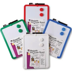 Charles Leonard Magnetic Unframed Dry-Erase Whiteboards, 8 1/2" x 11", Assorted Colors, Pack Of 4