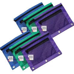 Charles Leonard Mesh Front Pencil Pouches, 10" x 7-5/8", Assorted Colors, Pack Of 6 Pouches