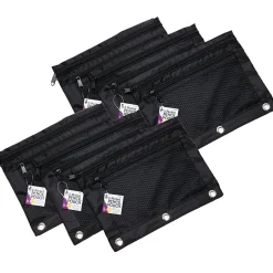 Charles Leonard Mesh Front Pencil Pouches, 10" x 7-5/8", Black, Pack Of 6 Pouches