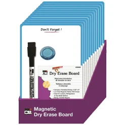 Charles Leonard Mini Magnetic Unframed Dry-Erase Whiteboards, 9" x 6 1/4", Blue, Set Of 12 Whiteboards