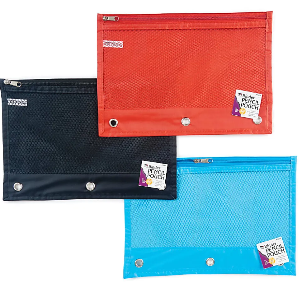 Charles Leonard Pencil Pouches, 10" x 7", Assorted Colors, Pack Of 24 Pouches