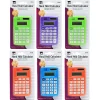 Charles Leonard Primary Dual-Powered 8-Digit Calculators, 3-3/4"H x 2-1/4"W x 19/50"D, Assorted Colors, Pack Of 6 Calculators