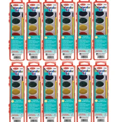 Charles Leonard Semi-Moist Watercolor Paint Sets, Pack Of 12 Sets