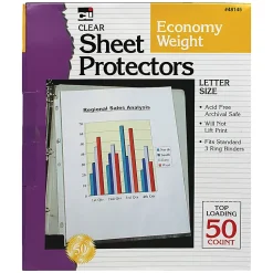 Charles Leonard Top-Loading Sheet Protectors, 8 1/2" x 11", Clear, Pack Of 250