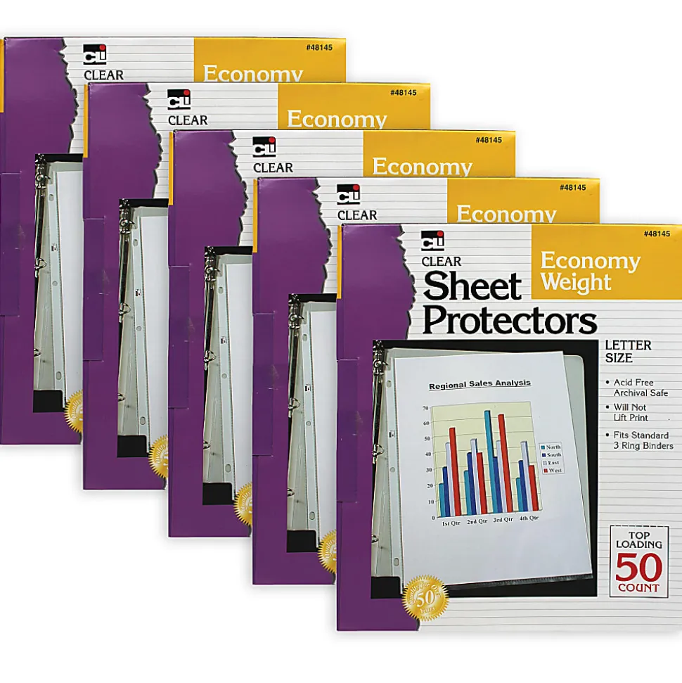 Charles Leonard Top-Loading Sheet Protectors, 8 1/2" x 11", Clear, Pack Of 250
