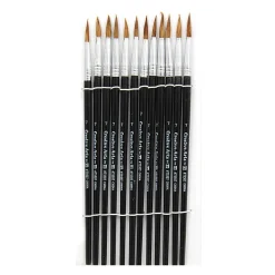 Charles Leonard Watercolor Paint Brushes, #7, 3/4", Camel Hair/Black Handle, Set Of 12 Brushes, Pack Of 6 Sets