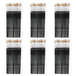 Charles Leonard Watercolor Paint Brushes, #7, 3/4", Camel Hair/Black Handle, Set Of 12 Brushes, Pack Of 6 Sets