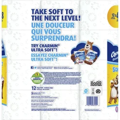 Charmin Essentials 2-Ply Soft Mega Toilet Paper Rolls, 15” x 5-1/4”, White, 330 Sheets Per Roll, Pack Of 12 Rolls