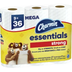 Charmin Essentials Strong Mega 2-Ply Toilet Paper Rolls, 4