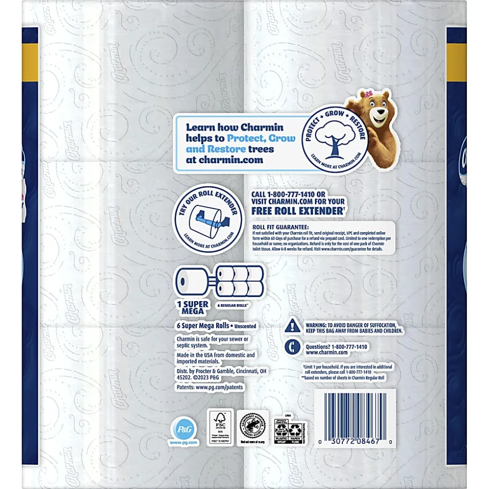 Charmin Ultra-Soft 2-Ply Bathroom Tissue, 4" x 4", 336 Sheets Per Roll, Pack Of 6 Mega XL Rolls