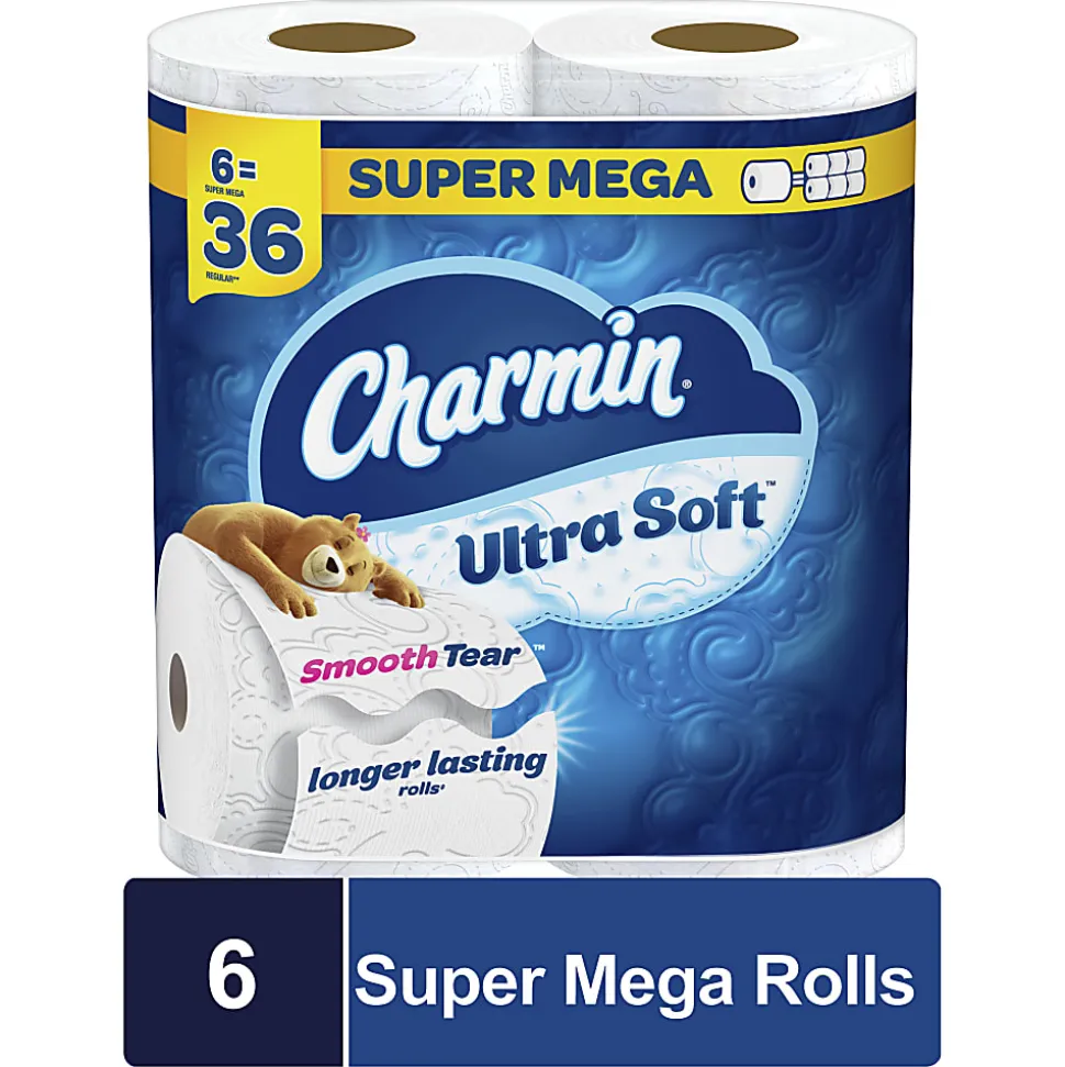 Charmin Ultra-Soft 2-Ply Bathroom Tissue, 4" x 4", 336 Sheets Per Roll, Pack Of 6 Mega XL Rolls