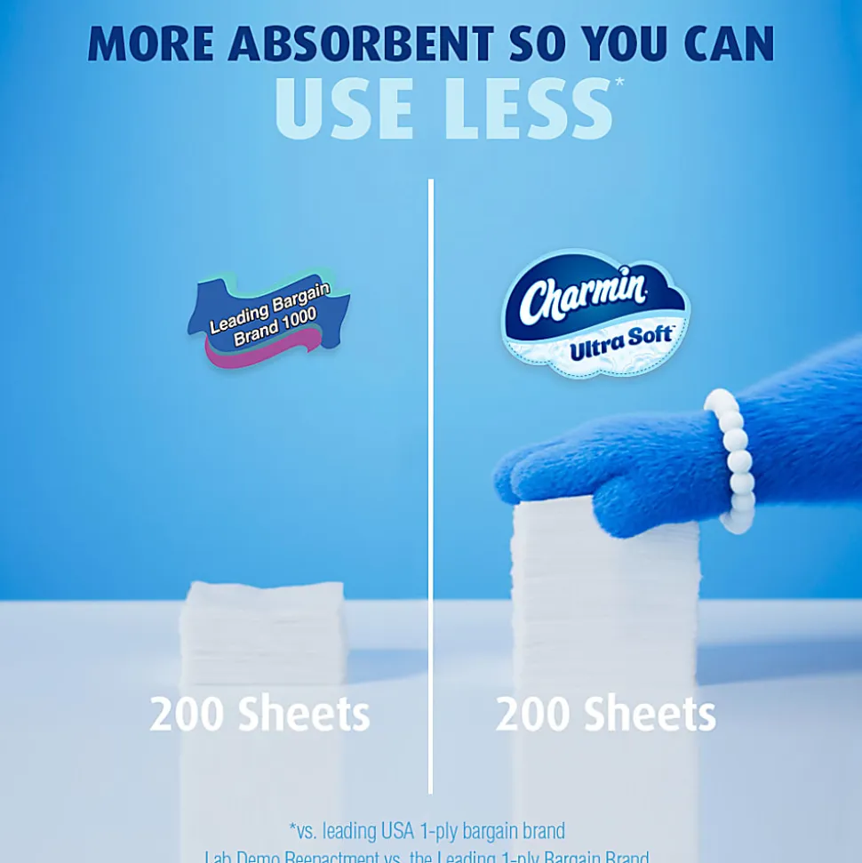 Charmin Ultra Soft 2-Ply Mega Roll Toilet Paper, 4" x 4", White, 224 Sheets Per Roll, Pack Of 18 Rolls