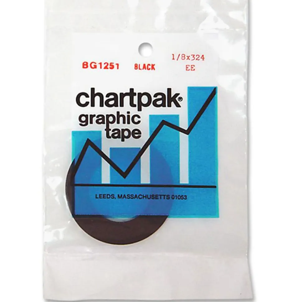 Chartpak® Graphic Art Tape, 1/8" x 9 Yd., Glossy, Black