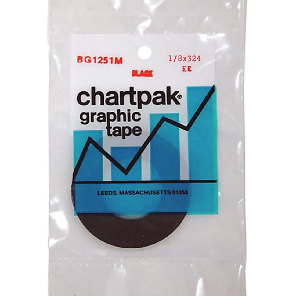 Chartpak® Graphic Art Tape, 1/8" x 9 Yd. Matte, Black