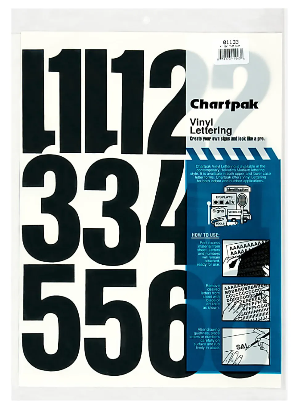 Chartpak Pickett Vinyl Numbers, 4", Black, Pack Of 23