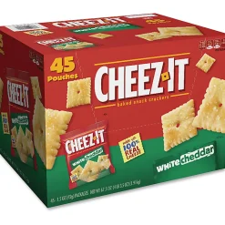 Cheez-It® Baked Snack Crackers, White Cheddar, 1.5 Oz Bags, Box Of 45