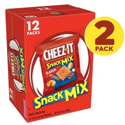 Cheez-It Crackers Snack Mix Tray, 0.75 Oz, 12 Pouches Per Box, Pack Of 2 Boxes