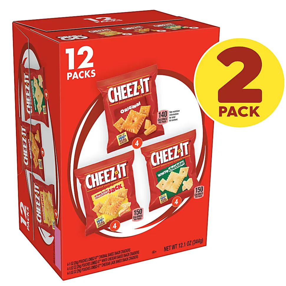 Cheez-It Variety Packs, 1 Oz, 12 Pouches Per Pack, Case Of 2 Packs