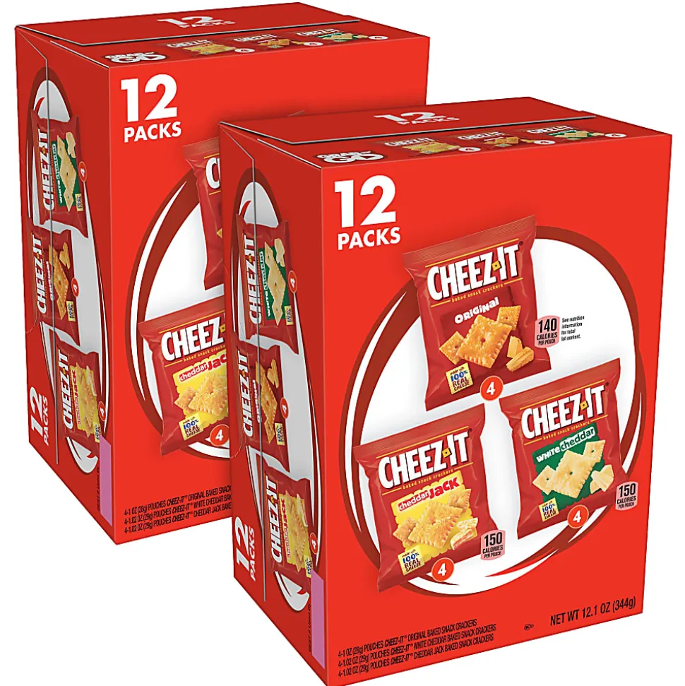 Cheez-It Variety Packs, 1 Oz, 12 Pouches Per Pack, Case Of 2 Packs