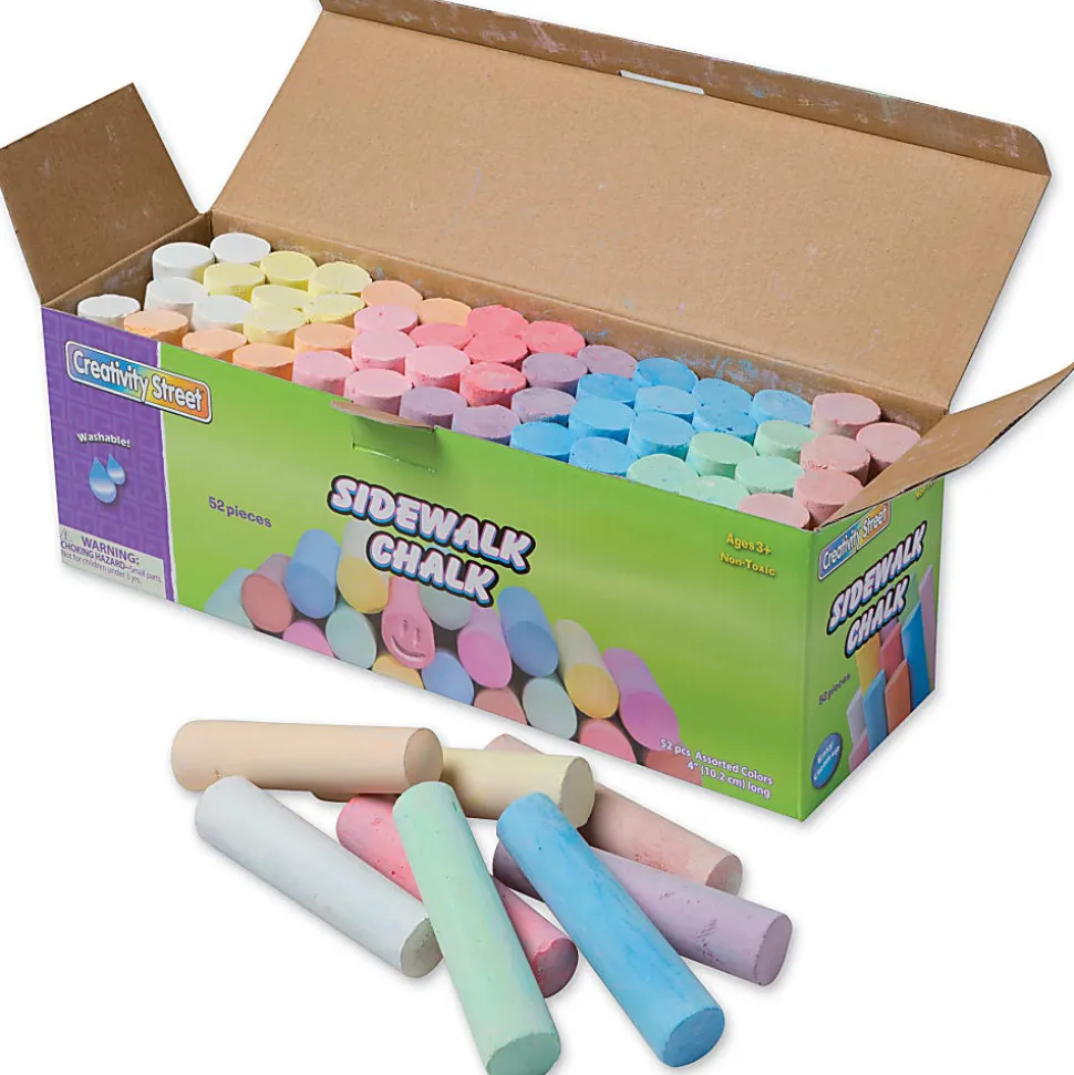 Chenille Kraft Creativity Street Jumbo Sidewalk Chalk, 4" x 1", Assorted Colors, Case Of 52
