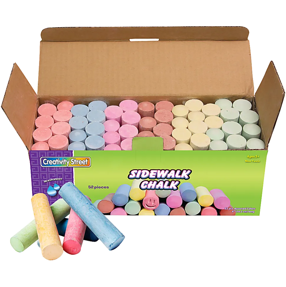Chenille Kraft Creativity Street Jumbo Sidewalk Chalk, 4" x 1", Assorted Colors, Case Of 52