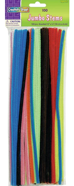 Chenille Kraft Jumbo Pipe Cleaners, Assorted, Pack Of 100