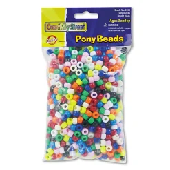 Chenille Kraft Pony Beads, 6 mm x 9 mm, Assorted Colors, Pack Of 1,000