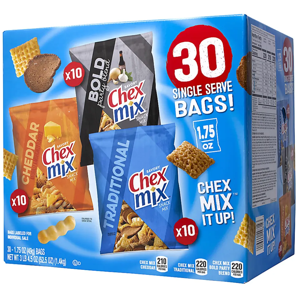Chex Mix Classics Mix It Up Variety Snack Mixes, 1.75 Oz, Box Of 30 Packs