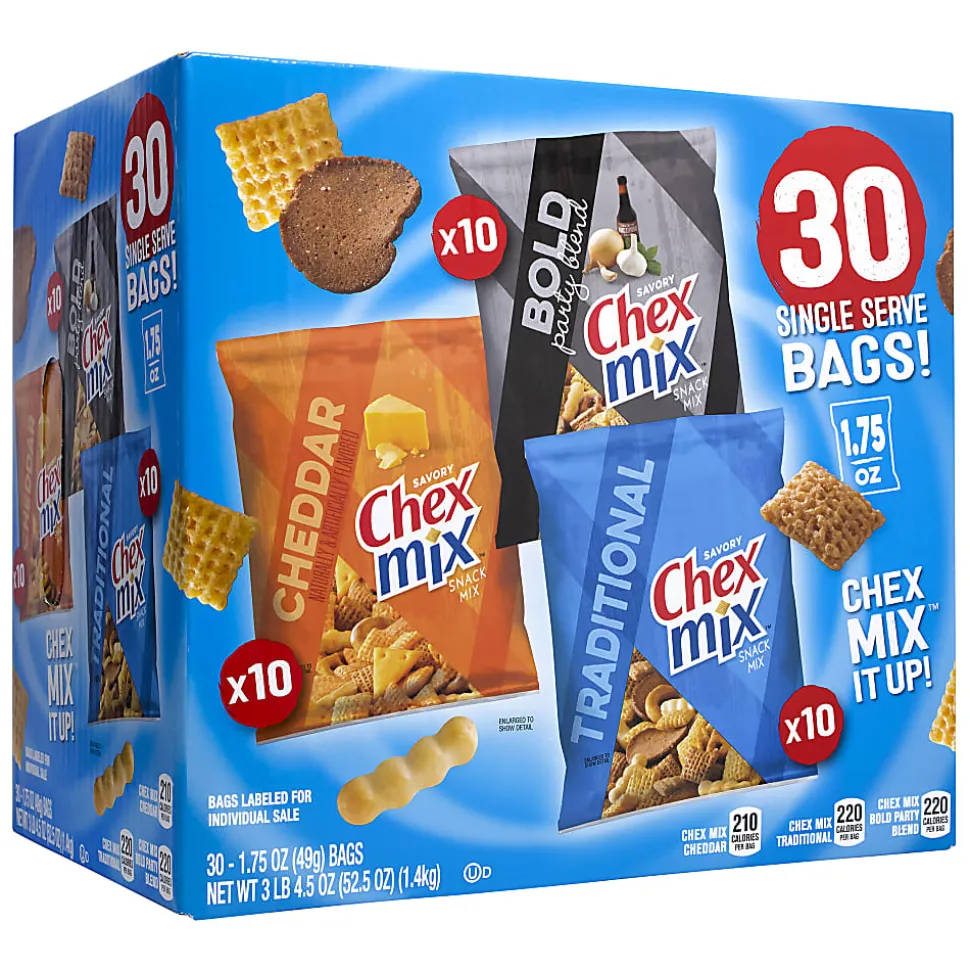 Chex Mix Classics Mix It Up Variety Snack Mixes, 1.75 Oz, Box Of 30 Packs