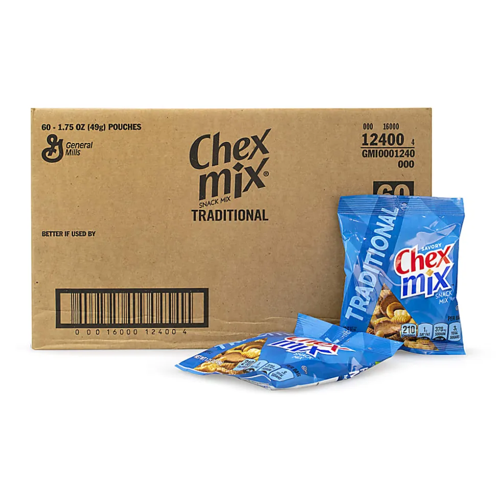 Chex Mix Traditional Snack Mix, 1.75 Oz, Pack Of 60 Bags