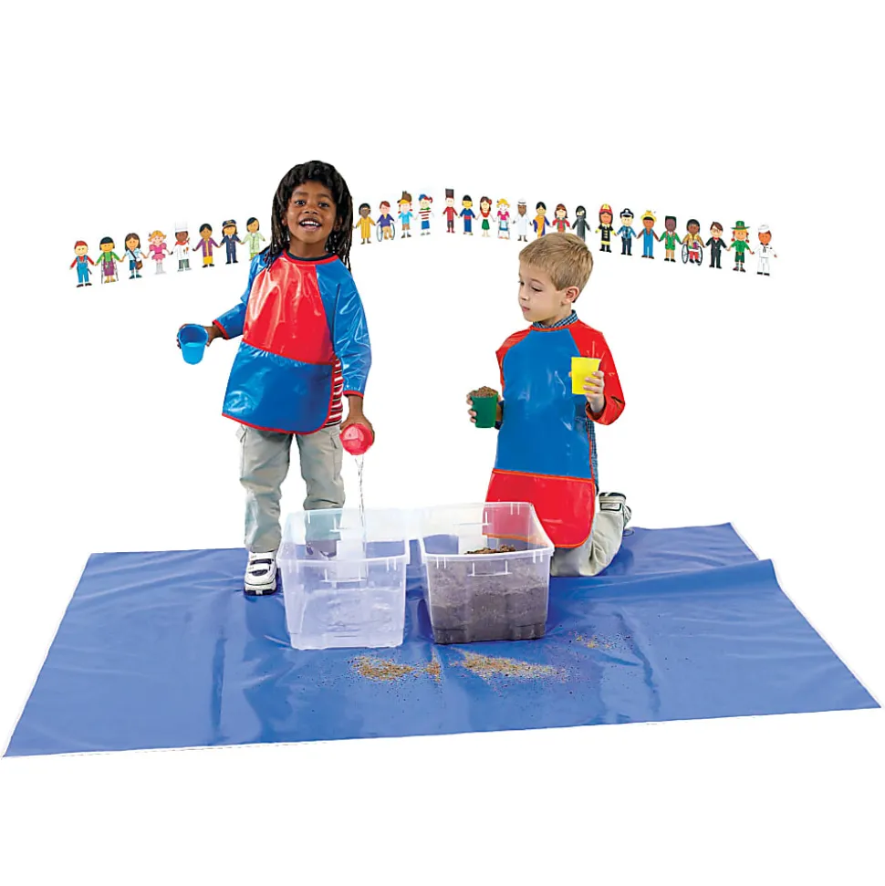 Children's Factory Washable Smocks, Small, 18 Months - 3 Years, Red/Blue, Pack Of 3