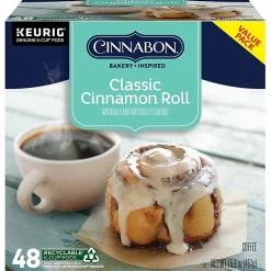 Cinnabon Classic Cinnamon Roll Keurig Single-Serve K-Cup Pods, Light Roast Coffee, Pack Of 48 Pods
